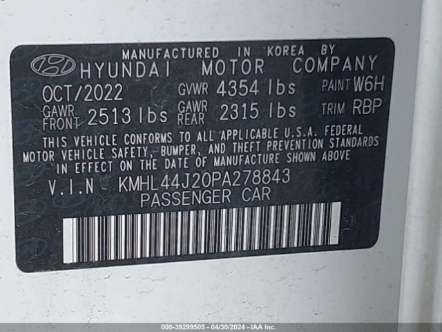 KMHL44J20PA278843 Hyundai Sonata Sel Plus