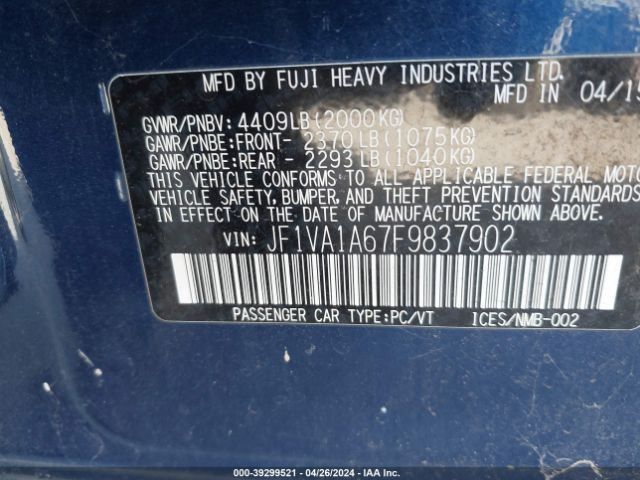 JF1VA1A67F9837902 Subaru WRX