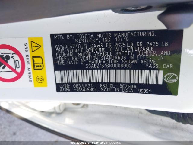 58ABZ1B16KU006993 Lexus Es 350 F Sport