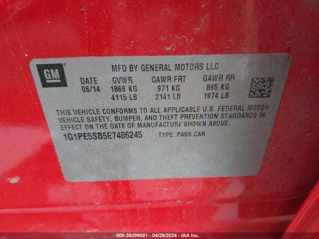 Chevrolet Cruze 2lt Auto 2014 1G1PE5SB5E7406245 Image 9