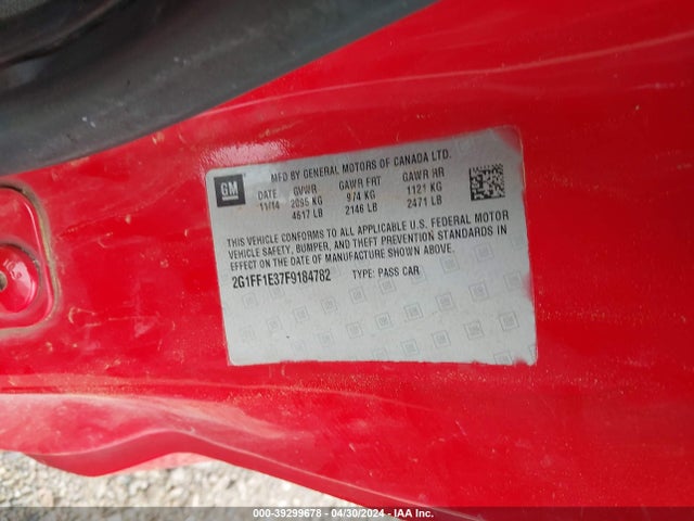 Chevrolet Camaro 2lt 2015 2G1FF1E37F9184782 Image 9