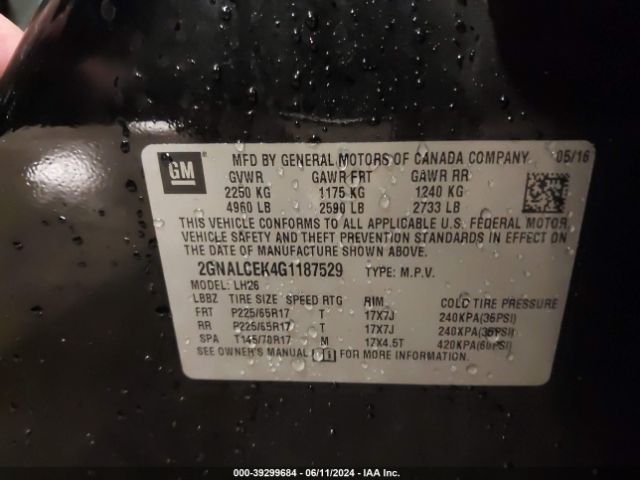 2GNALCEK4G1187529 Chevrolet EQUINOX LT