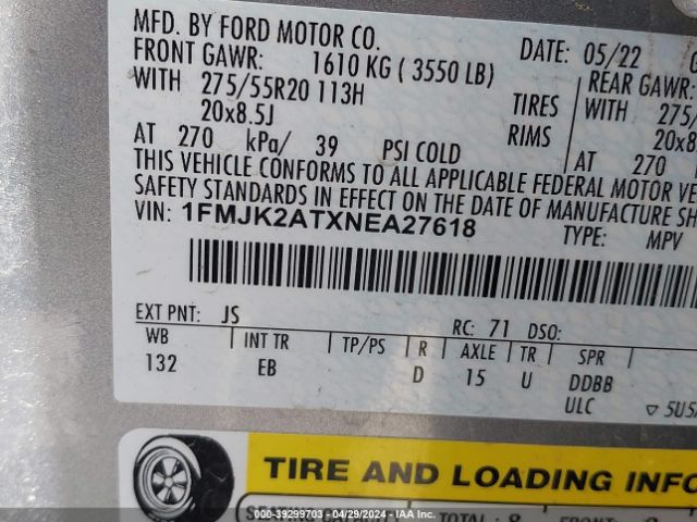 1FMJK2ATXNEA27618 Ford Expedition Limited Max