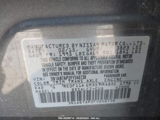 3N1AB7AP2FY248738 Nissan SENTRA S