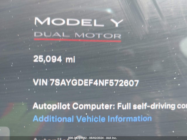 7SAYGDEF4NF572607 Tesla Model Y Performance Dual Motor All-wheel Drive