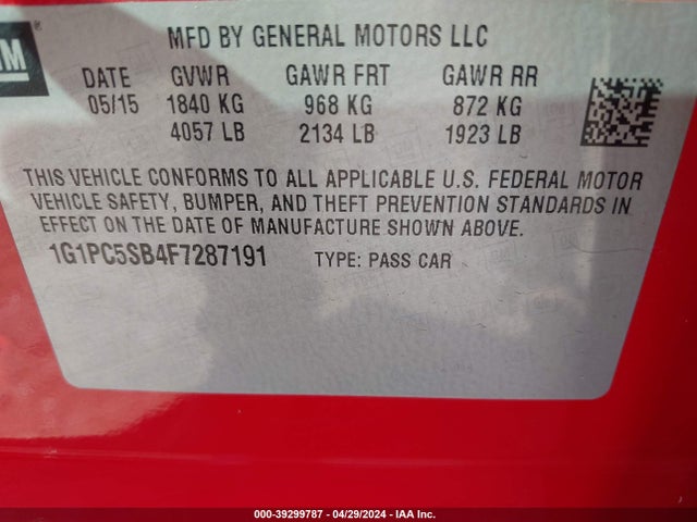 Chevrolet Cruze 1lt Auto 2015 1G1PC5SB4F7287191 Image 9