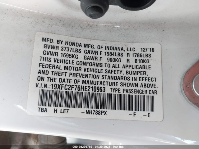 Honda CIVIC EX 2017 19XFC2F76HE210963 Image 9