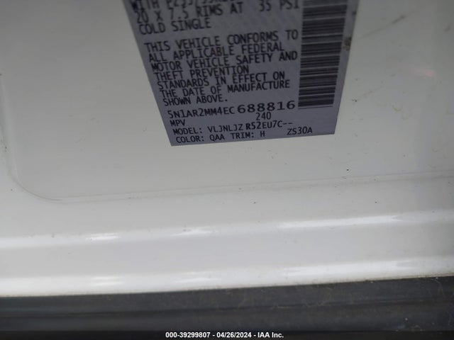Nissan Pathfinder Platinum 2014 5N1AR2MM4EC688816 Image 9