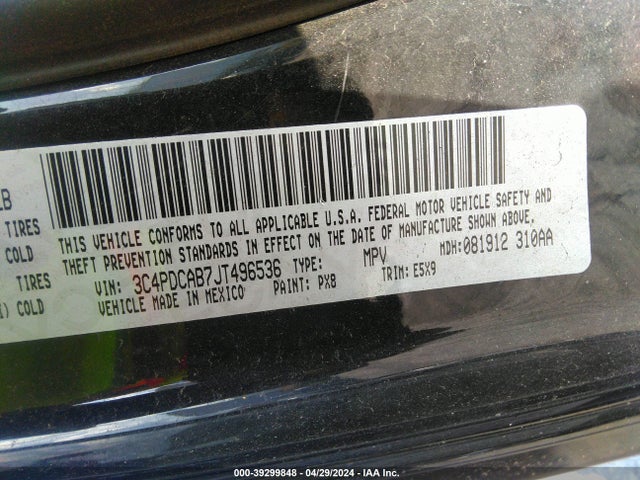 3C4PDCAB7JT496536 Dodge JOURNEY SE