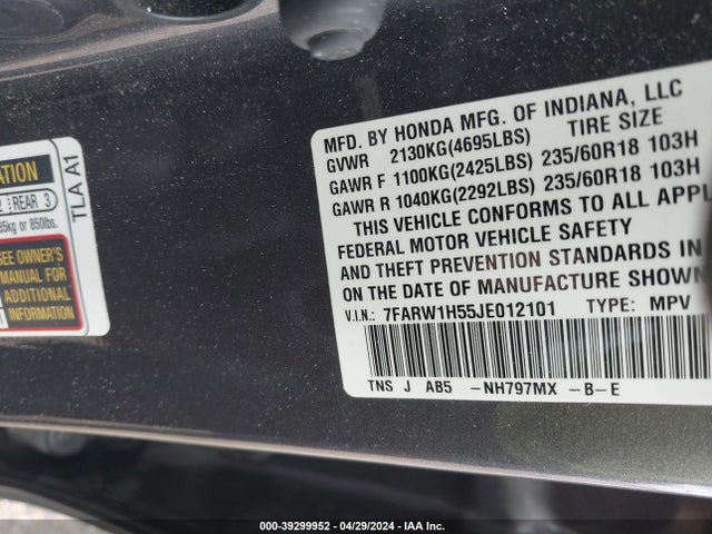 Honda CR-V EX 2018 7FARW1H55JE012101 Image 9