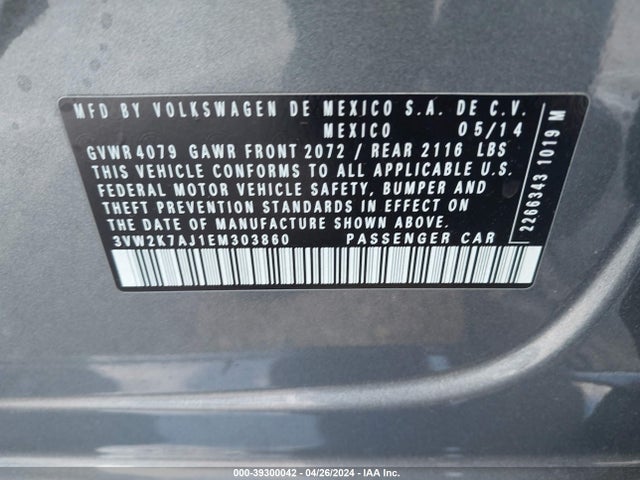 3VW2K7AJ1EM303860 Volkswagen Jetta 2.0l S