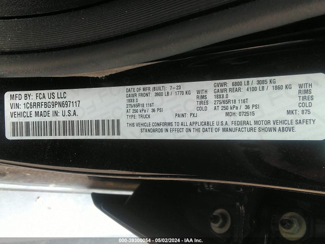 1C6RRFBG9PN697117 RAM 1500