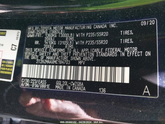 2T2HZMAAXMC184703 Lexus RX 350