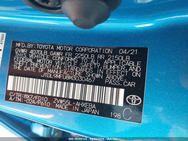 JTDL9MFU8M3030467 Toyota Prius Le Awd-e