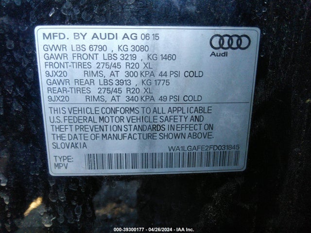 WA1LGAFE2FD031845 Audi Q7 3.0t Premium