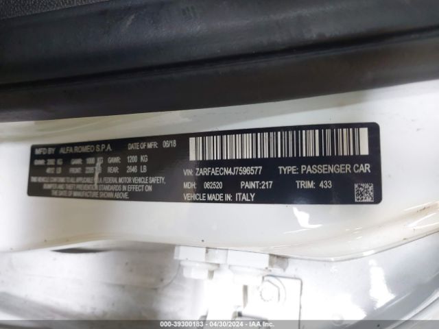 ZARFAECN4J7596577 Alfa Romeo Giulia Ti Rwd