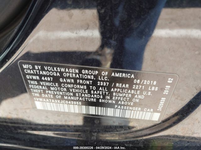 1VWAA7A3XJC043955 Volkswagen Passat 2.0t R-line/2.0t S
