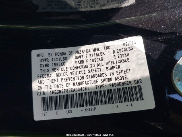 Honda Accord Ex-l 2014 1HGCR2F83EA034061 Image 9