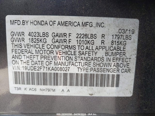 Acura Ilx Premium Package/technology Package 2019 19UDE2F71KA008027 Image 9