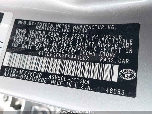 Toyota CAMRY SE 2014 4T1BF1FK7EU441903 Image 9