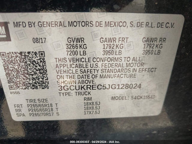 Chevrolet Silverado 1500 2lt 2018 3GCUKREC5JG128024 Image 9