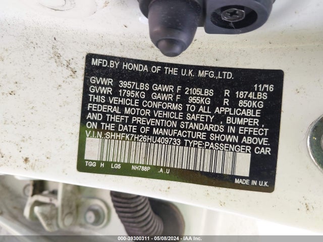 Honda Civic Lx 2017 SHHFK7H26HU409733 Image 9