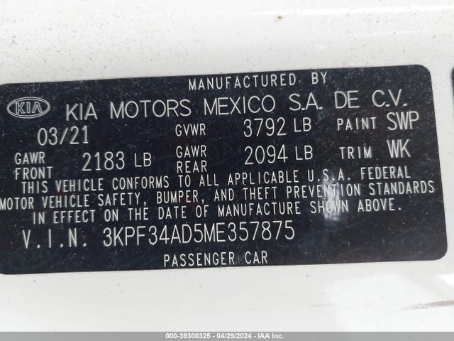KIA Forte Gt-line 2021 3KPF34AD5ME357875 Image 9