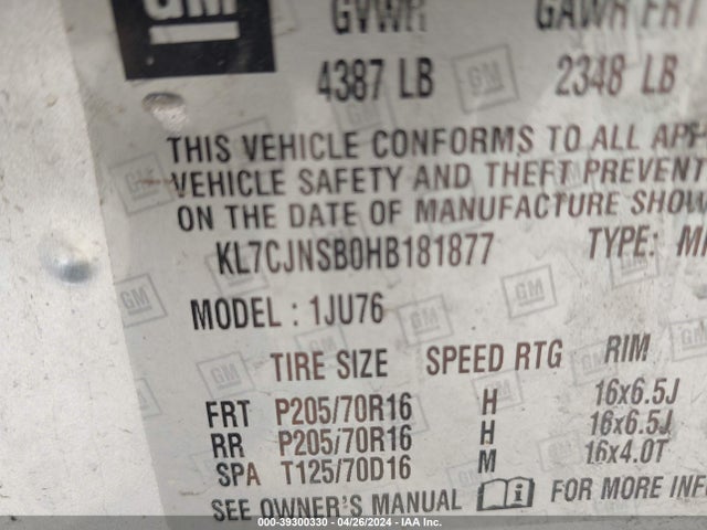 Chevrolet TRAX LS 2017 KL7CJNSB0HB181877 Image 9