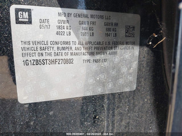 Chevrolet MALIBU LS 2017 1G1ZB5ST3HF270802 Image 9