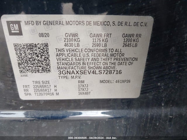 Chevrolet Equinox Awd Ls 2020 3GNAXSEV4LS728716 Image 9