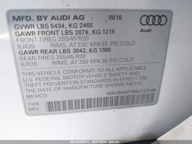WA1BNAFY9K2122144 Audi Q5 45 Premium