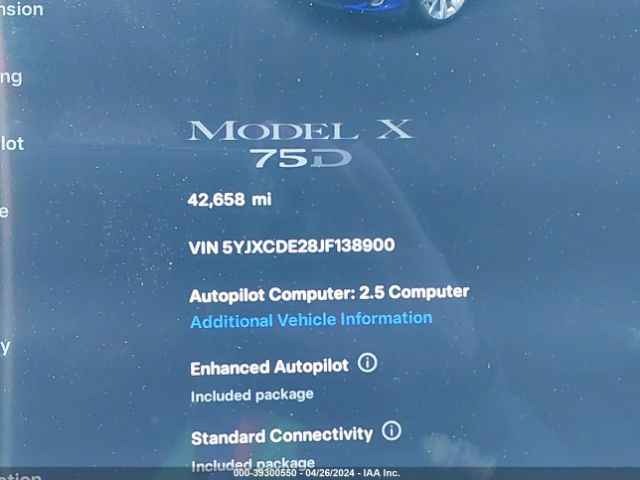 5YJXCDE28JF138900 Tesla Model X 100d/75d/p100d