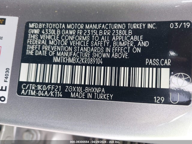 Toyota C-HR XLE 2019 NMTKHMBX2KR089104 Image 9