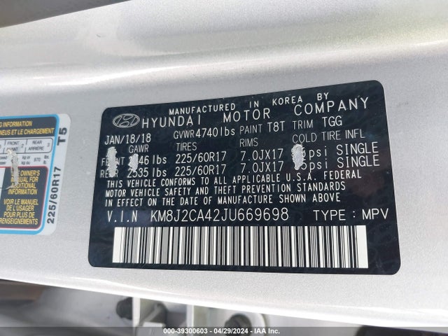 Hyundai TUCSON SE 2018 KM8J2CA42JU669698 Image 9
