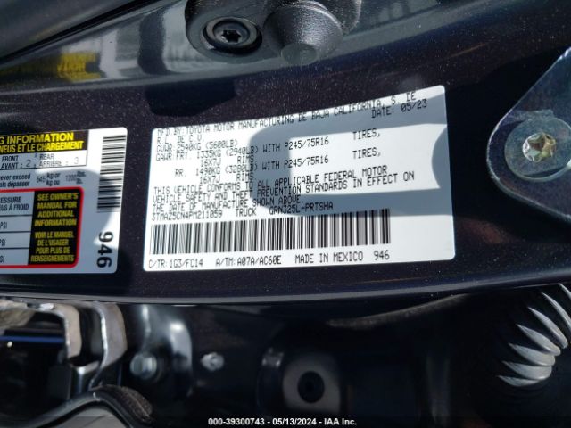 3TMAZ5CN4PM211059 Toyota Tacoma Sr5 V6