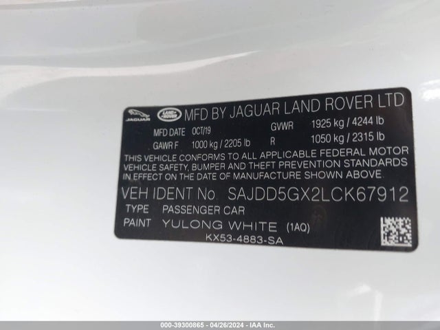2020 JAGUAR F-TYPE SAJDD5GX2LCK67912 Photo 8