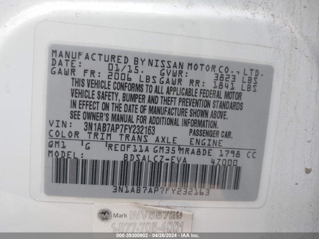Nissan SENTRA S 2015 3N1AB7AP7FY232163 Image 9