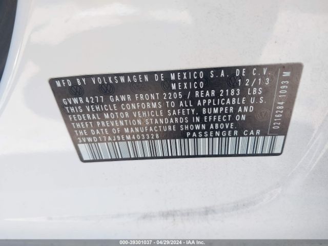 3VWD17AJ9EM403328 Volkswagen Jetta 1.8t Se