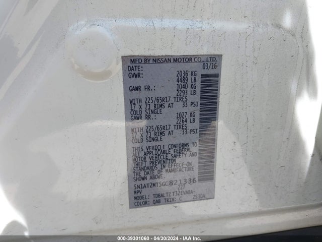 Nissan ROGUE SV 2016 5N1AT2MT5GC821336 Image 9