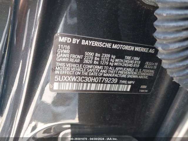 5UXXW3C30H0T79239 BMW X4 Xdrive28i