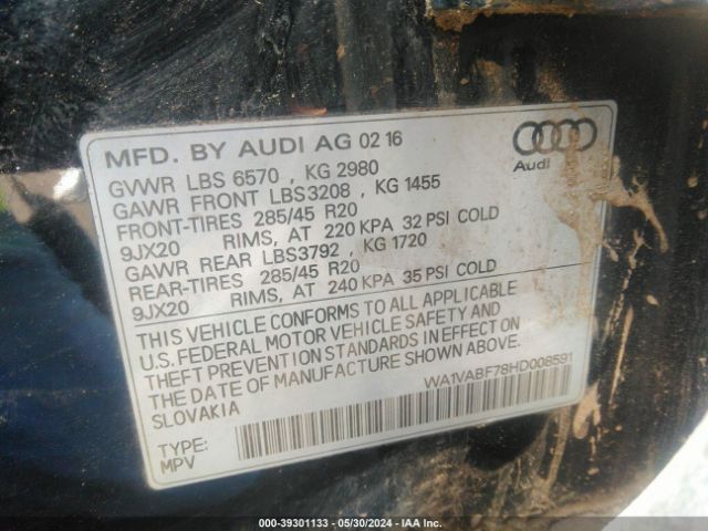 WA1VABF78HD008591 Audi Q7 3.0t Premium