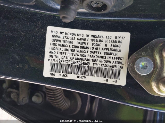 Honda Civic Lx 2017 19XFC2F53HE024540 Image 9