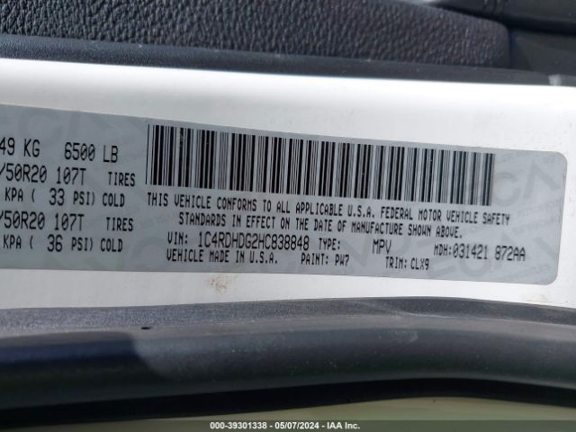 1C4RDHDG2HC838848 Dodge Durango Gt Rwd