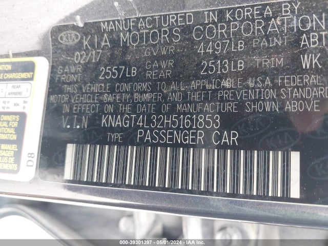 KIA Optima Lx 2017 KNAGT4L32H5161853 Image 9