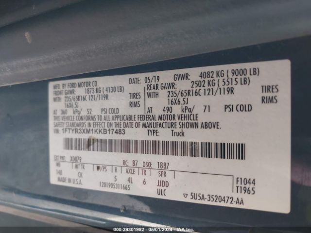 1FTYR3XM1KKB17483 Ford Transit-250