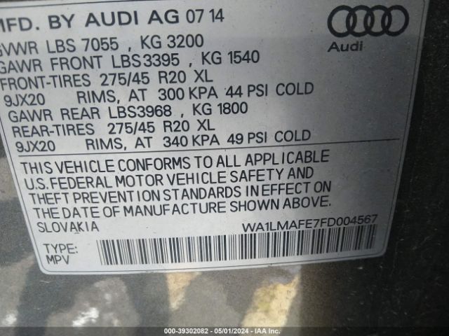 WA1LMAFE7FD004567 Audi Q7 3.0 Tdi Premium