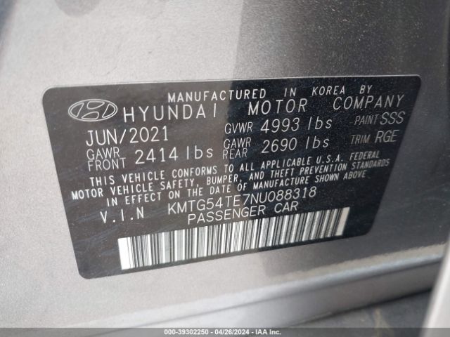 KMTG54TE7NU088318 Genesis G70 3.3t Awd