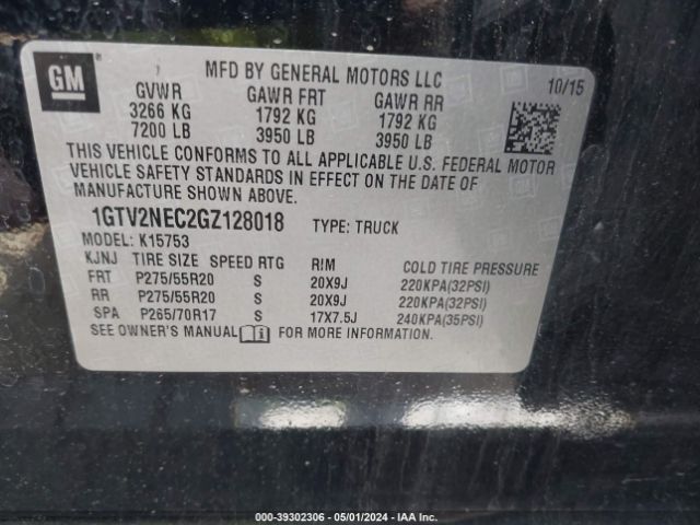 1GTV2NEC2GZ128018 GMC Sierra 1500 Slt