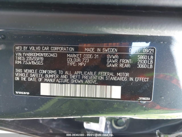 YV4BR0DM0N1953463 Volvo Xc60 Recharge Plug-in Hybrid T8 R-design