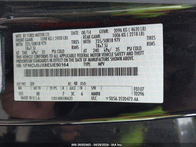 Ford Escape Titanium 2014 1FMCU0JX8EUE50164 Image 9